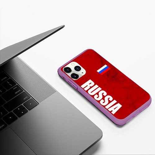 Чехол iPhone 11 Pro матовый RUSSIA - RED EDITION - SPORTWEAR / 3D-Фиолетовый – фото 3