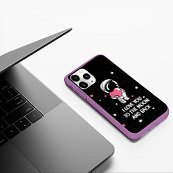 Чехол iPhone 11 Pro матовый I LOVE YOU TO THE MOON AND BACK КОСМОС, цвет: 3D-фиолетовый — фото 2