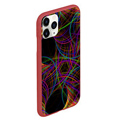 Чехол iPhone 11 Pro матовый Deep black space and wormholes, цвет: 3D-красный — фото 2