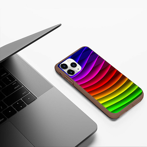 Чехол iPhone 11 Pro матовый Color line neon pattern Abstraction Summer 2023 / 3D-Коричневый – фото 3