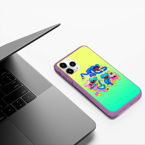 Чехол iPhone 11 Pro матовый POPPY PLAYTIME - HAGGY WAGGY AND KISSY MISSY / 3D-Фиолетовый – фото 3