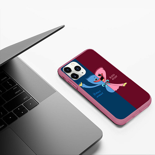 Чехол iPhone 11 Pro матовый POPPY PLAYTIME HAGGY WAGGY AND KISSY MISSY / 3D-Малиновый – фото 3