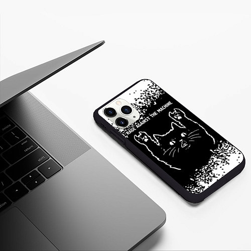 Чехол iPhone 11 Pro матовый Rage Against The Machine Rock Cat / 3D-Черный – фото 3
