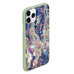 Чехол iPhone 11 Pro матовый Не смешавшиеся краски abstract pattern, цвет: 3D-салатовый — фото 2