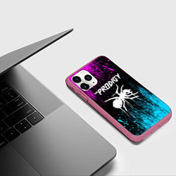 Чехол iPhone 11 Pro матовый The prodigy neon, цвет: 3D-малиновый — фото 2