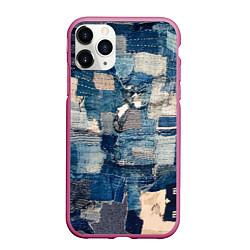 Чехол iPhone 11 Pro матовый Patchwork Jeans Осень Зима 2023, цвет: 3D-малиновый