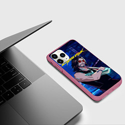 Чехол iPhone 11 Pro матовый Johnny Cyberpunk2077, цвет: 3D-малиновый — фото 2