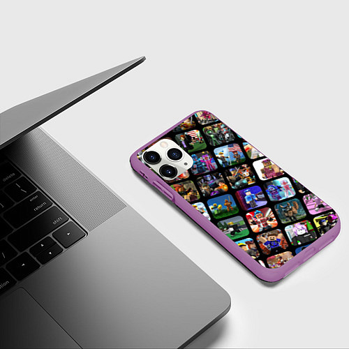 Чехол iPhone 11 Pro матовый ROBLOX СЮЖЕТЫ / 3D-Фиолетовый – фото 3
