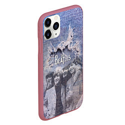 Чехол iPhone 11 Pro матовый The Beatles Легендарная Ливерпульская четвёрка, цвет: 3D-малиновый — фото 2