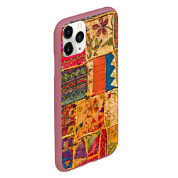 Чехол iPhone 11 Pro матовый Пэчворк Лоскутное одеяло Patchwork Quilt, цвет: 3D-малиновый — фото 2