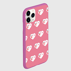 Чехол iPhone 11 Pro матовый Орнамент сердце кот, цвет: 3D-фиолетовый — фото 2