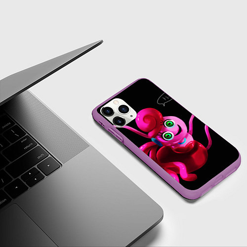 Чехол iPhone 11 Pro матовый POPPY PLAYTIME - Mommy long legs Мама длинные ноги / 3D-Фиолетовый – фото 3