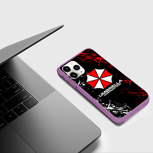 Чехол iPhone 11 Pro матовый Umbrella Corporation Resident Evil / 3D-Фиолетовый – фото 3