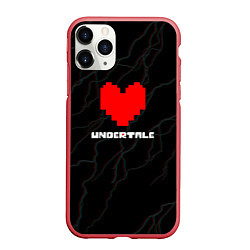 Чехол iPhone 11 Pro матовый Undertale молнии, цвет: 3D-красный