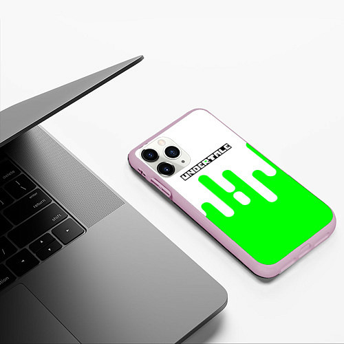 Чехол iPhone 11 Pro матовый Undertale андертейл логотип / 3D-Розовый – фото 3