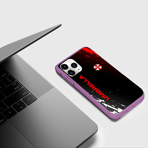 Чехол iPhone 11 Pro матовый Resident evil амбрелла / 3D-Фиолетовый – фото 3