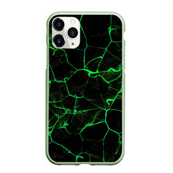 Чехол iPhone 11 Pro матовый Абстракция - Черно-зеленый фон - дым, цвет: 3D-салатовый