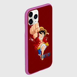 Чехол iPhone 11 Pro матовый Луффи в полете, цвет: 3D-фиолетовый — фото 2