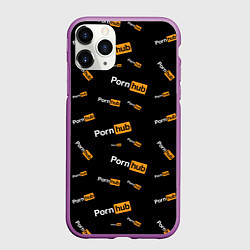 Чехол iPhone 11 Pro матовый PORN HUB НАДПИСИ ПАТТЕРН, цвет: 3D-фиолетовый