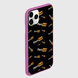 Чехол iPhone 11 Pro матовый PORN HUB НАДПИСИ ПАТТЕРН, цвет: 3D-фиолетовый — фото 2