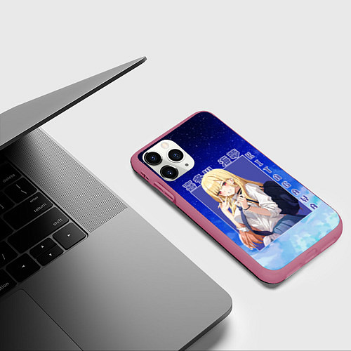 Чехол iPhone 11 Pro матовый Эта фарфоровая кукла влюбилась Марин Китагава / 3D-Малиновый – фото 3