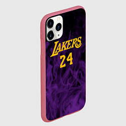 Чехол iPhone 11 Pro матовый Lakers 24 фиолетовое пламя, цвет: 3D-малиновый — фото 2