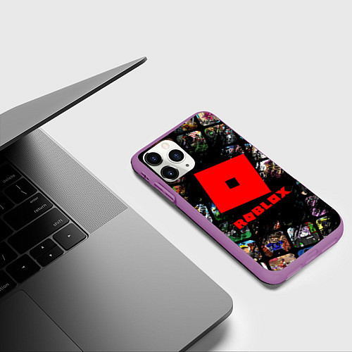 Чехол iPhone 11 Pro матовый ROBLOX СЮЖЕТЫ И ЛОГОТИП / 3D-Фиолетовый – фото 3