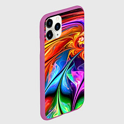 Чехол iPhone 11 Pro матовый Красочный абстрактный цветочный паттерн Color abst, цвет: 3D-фиолетовый — фото 2