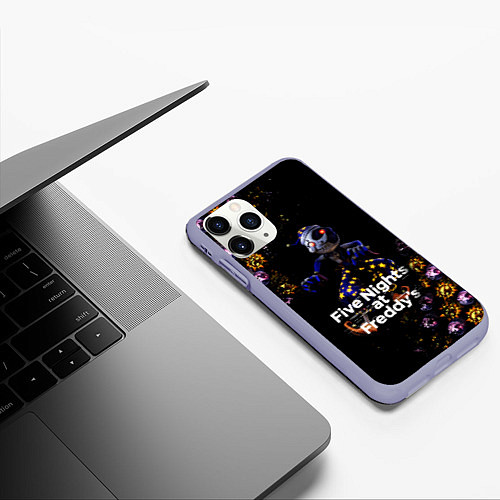 Чехол iPhone 11 Pro матовый Five Nights at Freddys Луна паттерн / 3D-Светло-сиреневый – фото 3