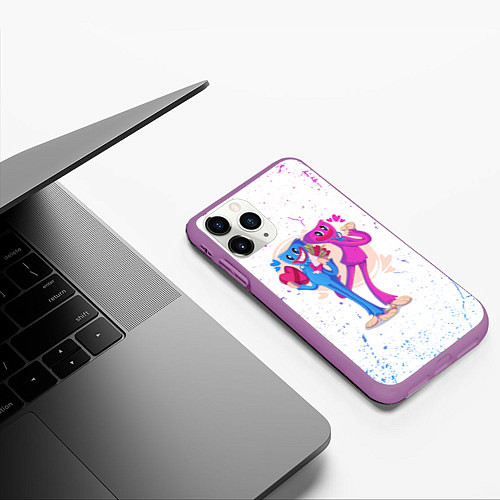 Чехол iPhone 11 Pro матовый Влюбленные Хагги Вагги и Кисси Мисси / 3D-Фиолетовый – фото 3