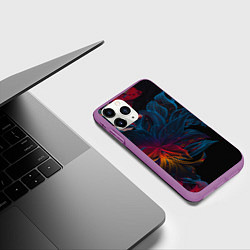 Чехол iPhone 11 Pro матовый Радужные цветы, цвет: 3D-фиолетовый — фото 2