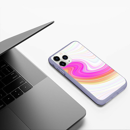 Чехол iPhone 11 Pro матовый Abstract gradient lines / 3D-Светло-сиреневый – фото 3