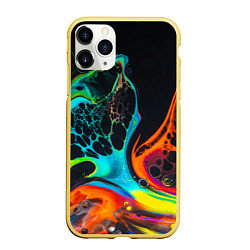 Чехол iPhone 11 Pro матовый Цветная лава краска, цвет: 3D-желтый