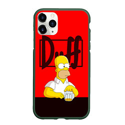 Чехол iPhone 11 Pro матовый Homer Duff, цвет: 3D-темно-зеленый