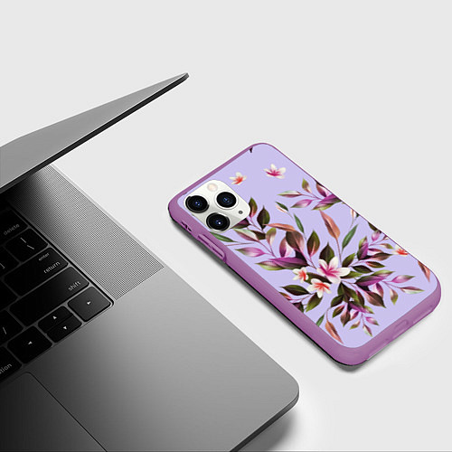 Чехол iPhone 11 Pro матовый Цветы Вересковый Сад / 3D-Фиолетовый – фото 3