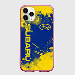Чехол iPhone 11 Pro матовый SUBARU - СУБАРУ БРЫЗКИ КЛАССИЧЕСКИЕ, цвет: 3D-малиновый