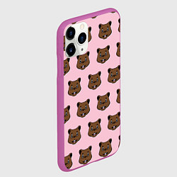 Чехол iPhone 11 Pro матовый Веселый медведь паттрен, цвет: 3D-фиолетовый — фото 2
