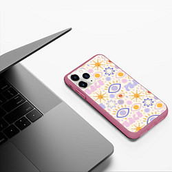 Чехол iPhone 11 Pro матовый ХИППИ ПАТТЕРН В СТИЛЕ 70х, цвет: 3D-малиновый — фото 2