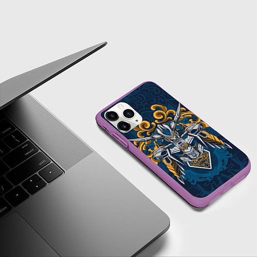 Чехол iPhone 11 Pro матовый Робот Узоры / 3D-Фиолетовый – фото 3