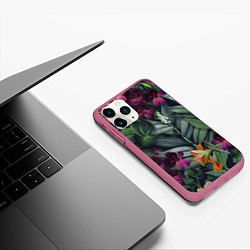 Чехол iPhone 11 Pro матовый Цветы Ночные, цвет: 3D-малиновый — фото 2