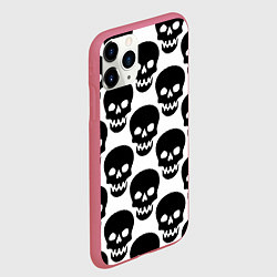 Чехол iPhone 11 Pro матовый Черепа на белом фоне, цвет: 3D-малиновый — фото 2