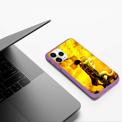 Чехол iPhone 11 Pro матовый ПЛАМЕННАЯ БРИГАДА ПОЖАРНЫХ, FIRE FORCE / 3D-Фиолетовый – фото 3
