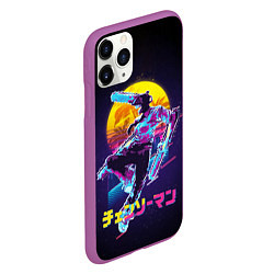 Чехол iPhone 11 Pro матовый CHAINSAW MAN on the background of the moon, цвет: 3D-фиолетовый — фото 2