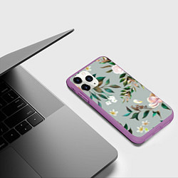 Чехол iPhone 11 Pro матовый Цветы Цветочный Букет, цвет: 3D-фиолетовый — фото 2