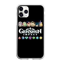 Чехол iPhone 11 Pro матовый Персонажи игры Genshin Impact, цвет: 3D-белый