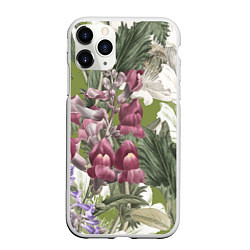 Чехол iPhone 11 Pro матовый Цветы Ностальгический Весенний Узор, цвет: 3D-белый
