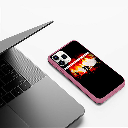 Чехол iPhone 11 Pro матовый This Is Not A Drill - Rage Against the Machine / 3D-Малиновый – фото 3