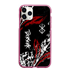 Чехол iPhone 11 Pro матовый BERSERK BLACK MASK - БЕРСЕРК ЧЁРНАЯ МАСКА, цвет: 3D-малиновый