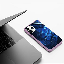 Чехол iPhone 11 Pro матовый Abstract geometric Прозрачные синие голографически, цвет: 3D-сиреневый — фото 2