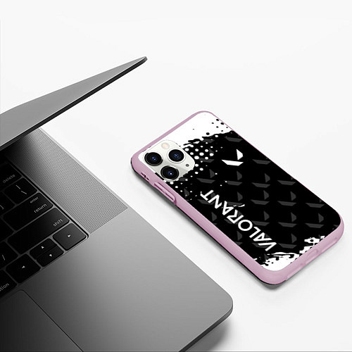 Чехол iPhone 11 Pro матовый Valorant ВАЛОРАНТ паттерн / 3D-Розовый – фото 3